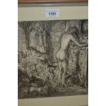 Harold Hope Read, monochrome watercolour, nude female, unsigned, 9.5ins x 9.5ins, framed