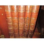 Set of five part leather bound volumes, ' Picturesque Europe ', published Cassell and Company