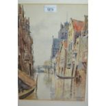 D. Warry, watercolour, view of Dordrecht, 14ins x 10ins, gilt framed