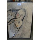 Mixed media collage study of a child, signed Reeve, April '67, 19ins x 12ins, framed