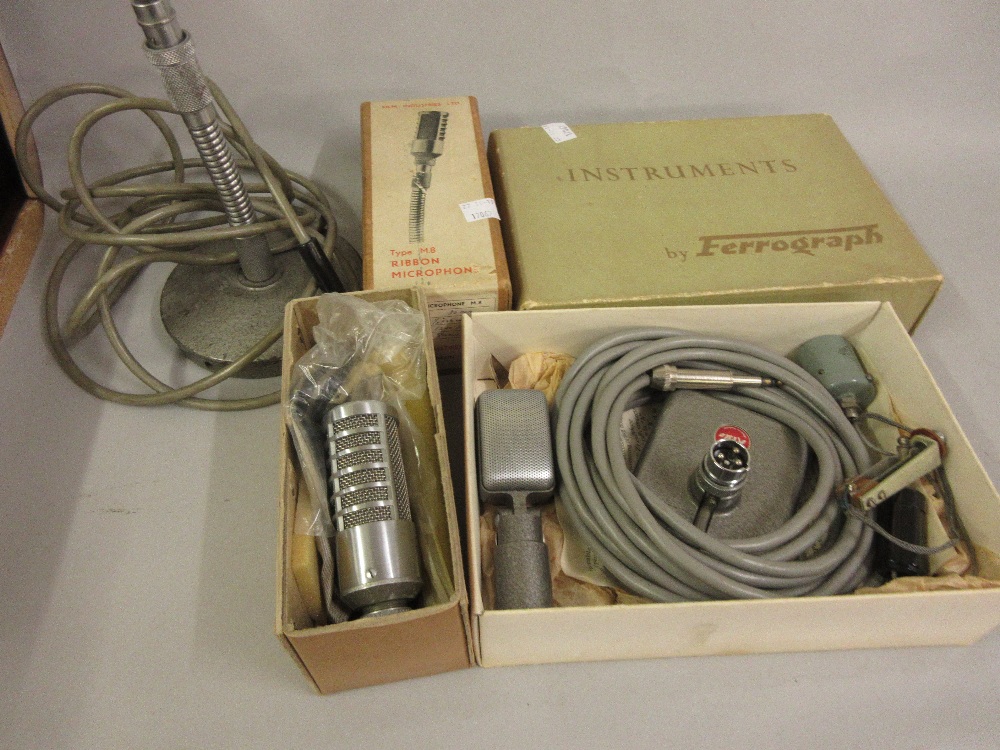 Ferrograph microphone with stand in original carton together with a Film Industries Ltd. type M8
