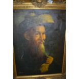 20th Century oil on canvas, head and shoulder study of an oriental gentleman with beard holding a