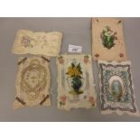 Group of five various 19th Century sweetheart greeting cards