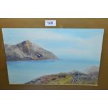 Gouache painting, off the Lizard, Cornwall, signed Bruce, 10ins x 15ins, gilt framed