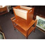 Danish Fubo tea trolley and a Danish PBJ Mobler teak and Hessian magazine rack