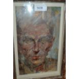 20th Century mixed media on card, portrait of a gentleman, signed indistinctly, 10.5ins x 6.25ins,