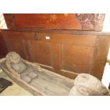 17th / 18th Century oak panelled coffer with hinged lid