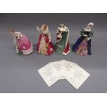Set of four Royal Doulton Queens of the Realm, ' Queen Elizabeth I HN3099 ', ' Mary Queen of