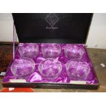 Two boxed sets of six Edinburgh cut glass bowls