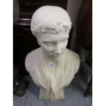 G.J. Thomas, late 19th Century carved marble bust of a young lady wearing a lace shawl, signed,