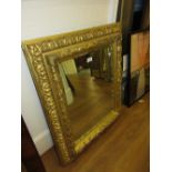 19th Century rectangular gilt framed wall mirror with later bevelled plate