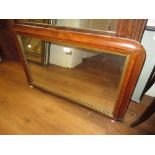 19th Century walnut crossbanded overmantel mirror with gilt slip and an oak framed wall mirror