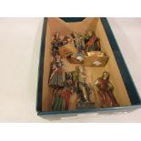 Collection of eight various 19th Century Continental carved and polychrome painted figures