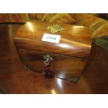 Victorian walnut brass mounted dome top tea caddy