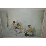 William Russell Flint, Limited Edition proof print, three semi clad females in conversation, 15.5ins