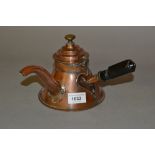 19th Century French circular copper coffee pot with wooden handle