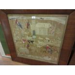 19th Century mahogany framed woolwork picture There have been multiple stitch repairs to the woven