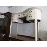 Edwardian kidney shaped writing table with later painted decoration