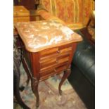 Late 19th Century French rosewood and kingwood bedside cabinet with single drawer and fall front