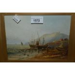 Pair of late 19th or early 20th Century oil paintings on board, coastal scenes, signed Church,