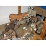 Collection of various moulded and painted composition figures of donkeys