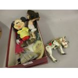 Die-cast metal ' Muffin the Mule ' puppet, a ' Sooty ' puppet, a ' Micky Mouse ' figure and sundries