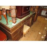 Early 20th Century mahogany twin pedestal desk with leather inset top above eight drawers with brass