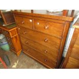 Victorian mahogany chest of two short and three long drawers with knob handles