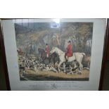 Set of three framed hunting prints after Walsh, together with a small quantity of other pictures