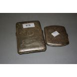 Birmingham silver double cigarette case with gilt interior (at fault), another silver cigarette
