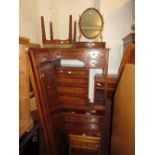 Reproduction yew wood bedroom suite comprising: two x two door wardrobes, dressing table with