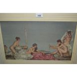 William Russell Flint, signed artist proof print, the silver mirror, 10ins x 18ins, gilt framed