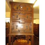 Small early 20th Century oak three drawer bedroom chest with moulded front