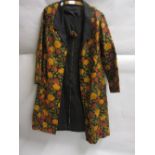 Ladies mid 20th Century floral printed coat with matching black dress