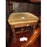 Late 19th / early 20th Century French square adjustable seat piano stool