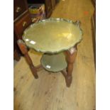 Early 20th Century oak and brass two tier occasional table