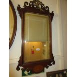 Mahogany shell inlaid fretwork wall mirror 36ins high x 20ins wide