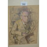 Harold Hope Read, pastel self portrait, unsigned, 10.5ins x 8ins, framed