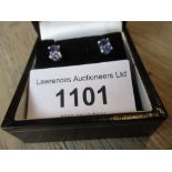 Pair of silver tanzanite set stud earrings Estimate of £50 - 80