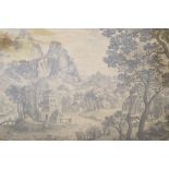 19th Century unframed black and white engraving, river landscape after De Bruyne