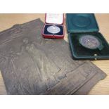 Red leather cased R.A.F. silver medal, together with a cased silver plated medal, ' The Worshipful