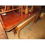 19th Century mahogany rectangular loo table with tapering faceted column with platform base and