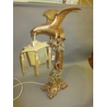 Late 19th or early 20th Century Japanese carved and gilded table lamp in the form of an eagle