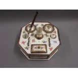 Dresden octagonal porcelain inkstand