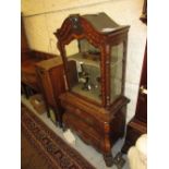 Late 18th or early 19th Century Dutch marquetry side cabinet, the arched top above a glazed panelled