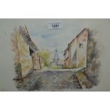 J. Hilt, group of three framed watercolours, French rural scenes