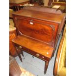 Early Victorian mahogany bonheur du jour, the superstructure with a fall front enclosing a fitted