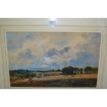 Henry Franks Waring, watercolour, harvest scene, 12ins x 20ins, gilt framed