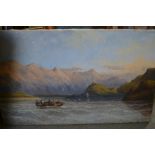 F.W. Bartholomew, signed oil on canvas, boatmen on a highland loch, inscribed verso ' Head of Loch