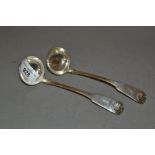 Pair of Victorian Glasgow silver Fiddle pattern sauce ladles, maker A.C.